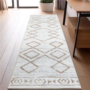 Runner Rug 2x7 - Moroccan Kitchen Rug with Line Bohemian Hallway Washable